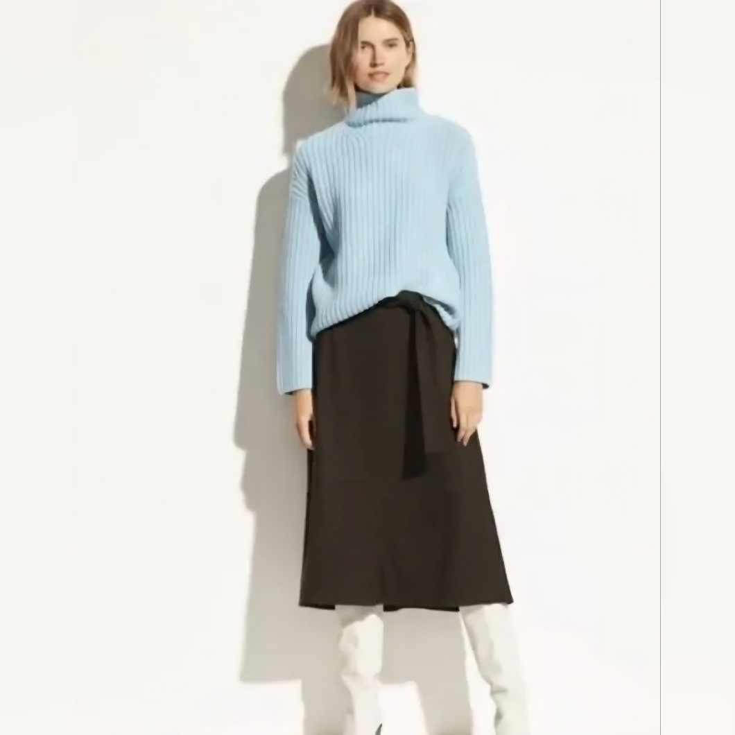 Vince Lofty Rib Turtleneck Sweater Blue Xs